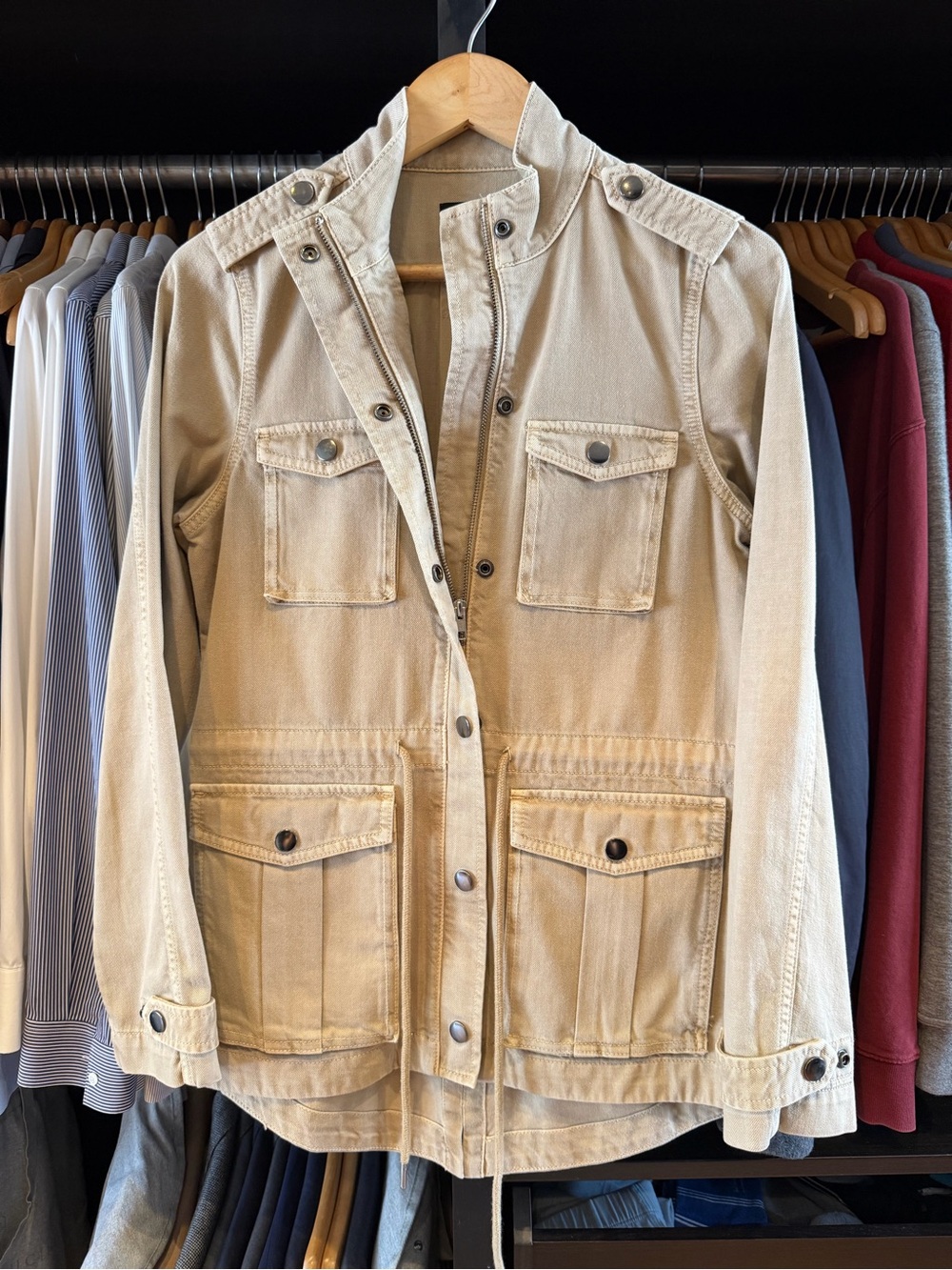 Joe's Jeans Beige Utility Jacket with Front Pockets